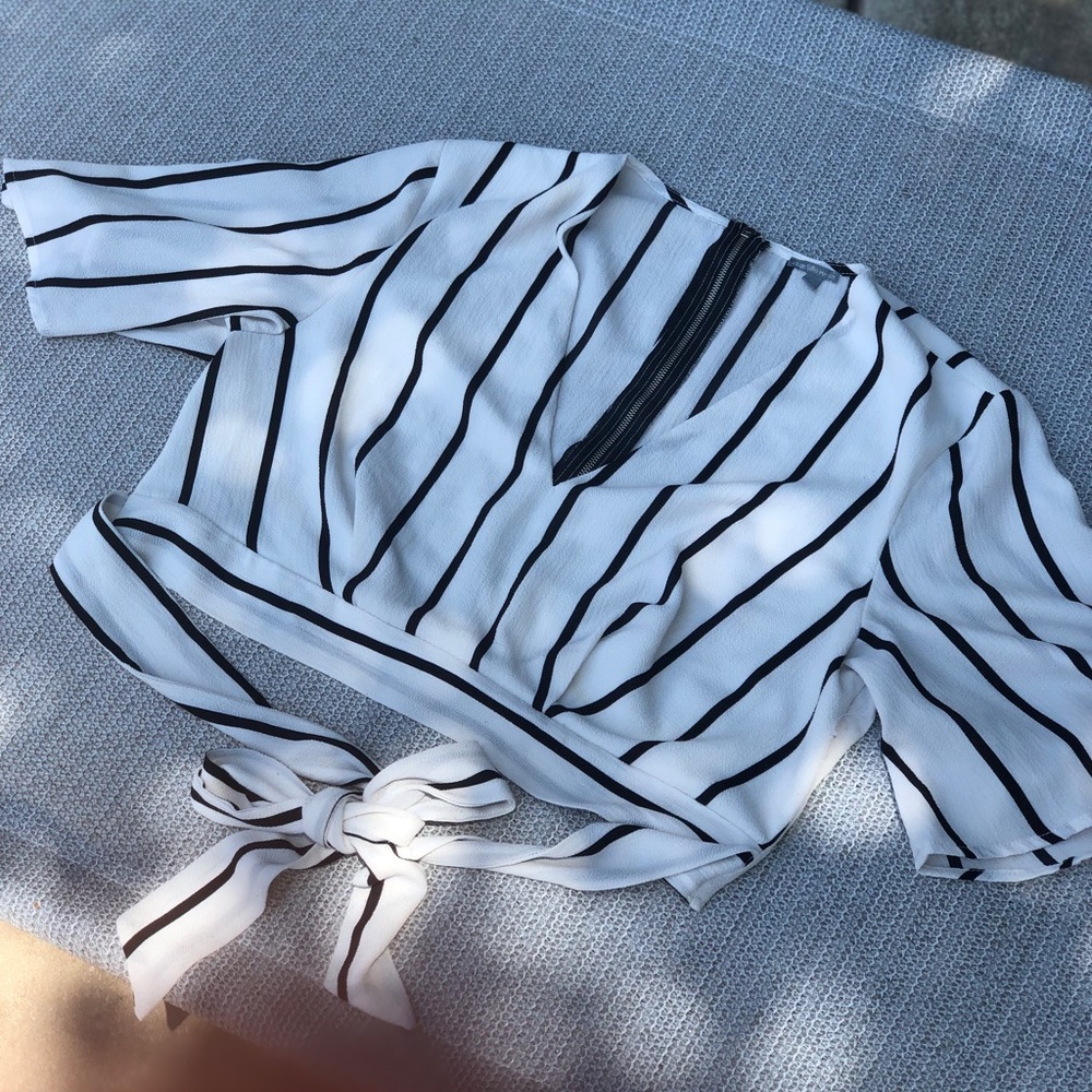 White and Black striped top